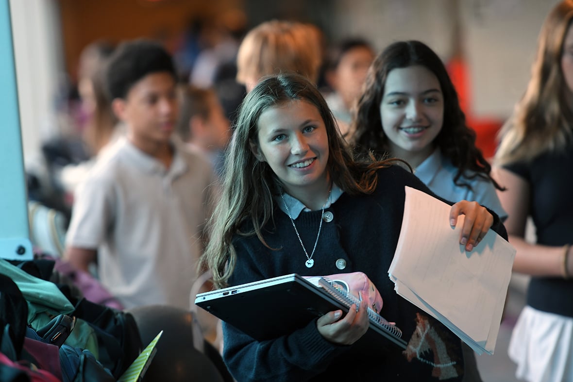 Middle School Student looking at camera